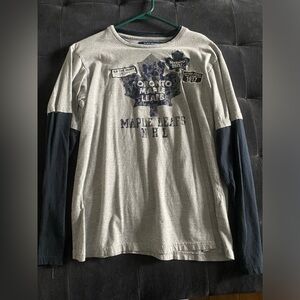 Toronto Maple Leafs NHL Gray and Blue Long Sleeve Shirt